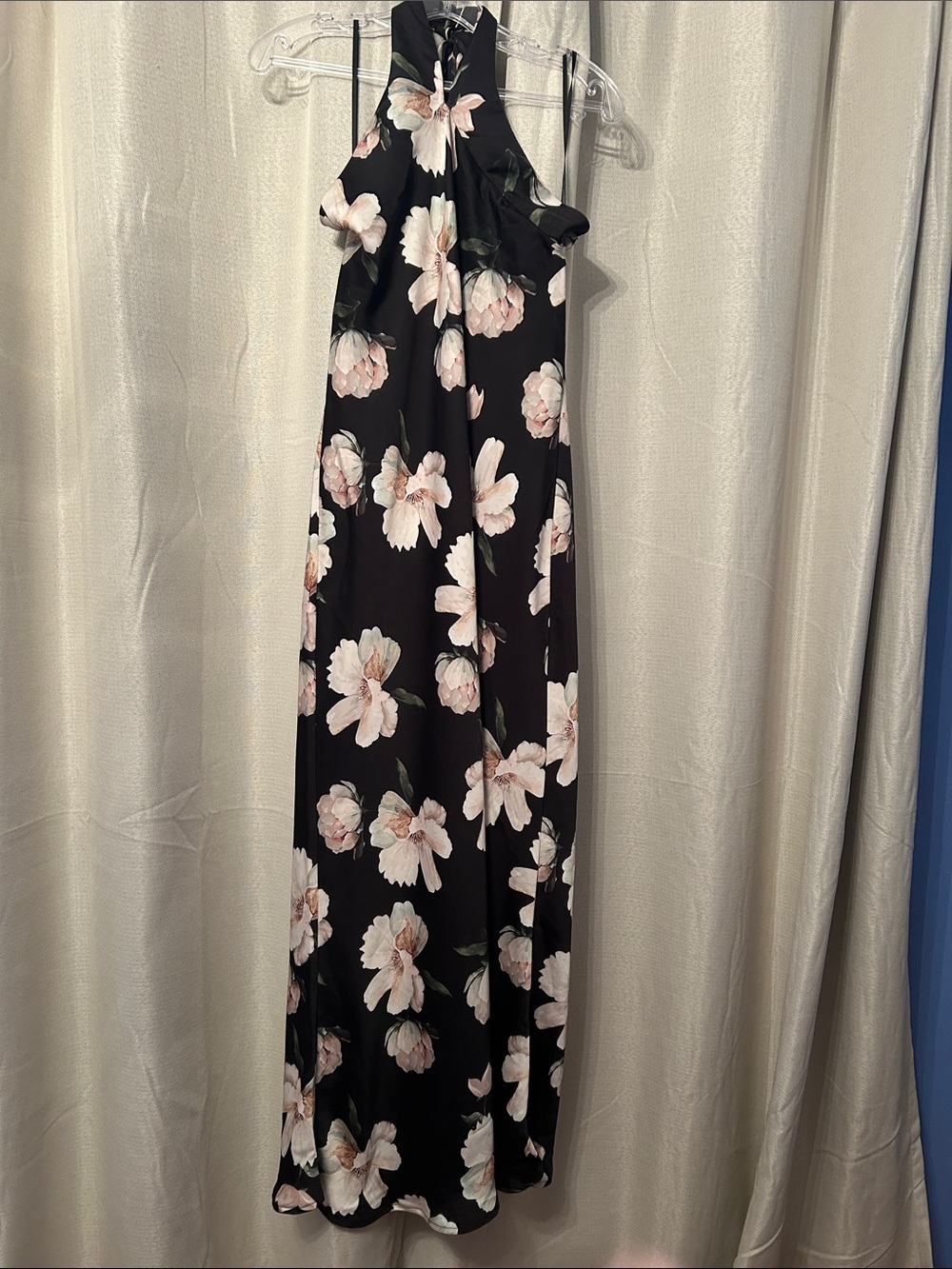 Petal & Pup Black Floral Halter-Neck Maxi Dress